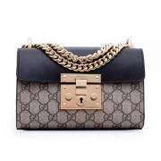 Fashion Gucci Padlock GG Supreme Shoulder Bags 409487 Black VS02667