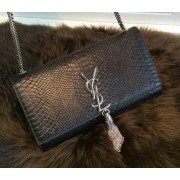Fashion Imitation YSL Monogramme Cross-body Shoulder Bag Snake Leather Y31128 Black VS09846