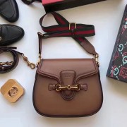 Fashion Replica Gucci Lady Web Leather Shoulder Bag Brown 380573 VS07069