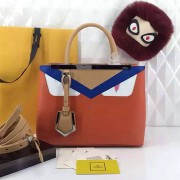 Fendi 2Jours Orange Calfskin Tote Bag with Bag Bugs FD2537 VS00972