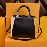 Fendi 2Jours Tote Bag Original Leather BH28250 Black&Apricot&Yellow VS04352