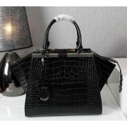 Fendi 3Jours Tote Bag Croco Leather F1131 Black VS09543