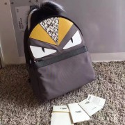 Fendi Backapck in Nylon and Leather with Grey Bag Bugs Eyes 231010 VS09757