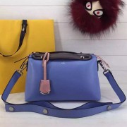 Fendi By The Way Small Boston Bag Original Leather Blue&Black FD0805 VS01084