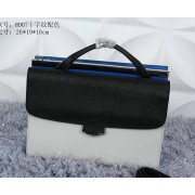 Fendi Demi Jour Bag Saffiano Leather F8907 Black&White&Blue VS06621