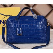 Fendi Fall Winter 2015 Tote Bags Croco Leather F2351 Blue VS05586