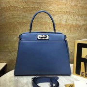 Fendi Peekaboo Tote Bag Blue Original Leather F280503 VS00989