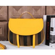 Fendi Pequin Medium Saddle Top Handle Bag 8BT221 Yellow VS01326