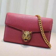 Gucci Animalier Leather Chain Purse Burgundy 414984 VS09089