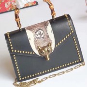 Gucci Animalier Leather Top Handle Bag Black 450628 VS00810