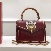 Gucci Animalier Leather Top Handle Bag Burgundy 450628 VS01212