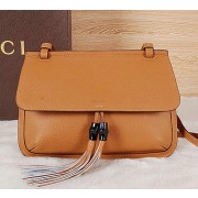 Gucci Bamboo Daily Leather Flap Shoulder Bags 370815 Wheat VS04839