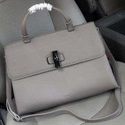 Gucci Bamboo Daily Leather Top Handle Bag G1123 Grey VS00495
