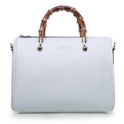 Gucci Bamboo Shopper Original Leather Boston Bag 353124 White VS07151