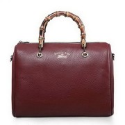 Gucci Bamboo Shopper Original Leather Boston Bag 353124 Wine VS09369