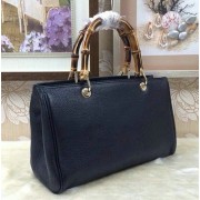 Gucci Bamboo Tote Bag Grainy Calf Leather 323660 Black VS07524