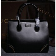 Gucci Bright Diamante Leather Top Handle Bag 354231 Black VS02143