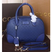 Gucci Bright Diamante Leather Top Handle Bags 354224 Dark Blue VS02861