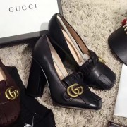 Gucci Calf Leather Fringe Pump Black 408206 VS05331