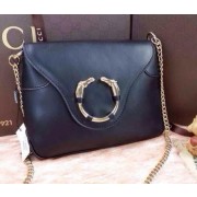 Gucci Calfskin Leather Messenger Chain Bags 308506 Black VS00650