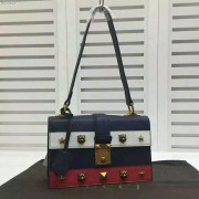 Gucci Cat Lock Leather Top Handle Bag Blue 421997 VS06125