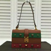 Gucci Cat Lock Leather Top Handle Bag Brown 421997 VS00757