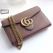 Gucci GG Marmont Leather Mini Chain Bag Brown 401232 VS04046