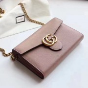 Gucci GG Marmont Leather Mini Chain Bag Light Pink 401232 VS06075