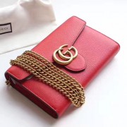 Gucci GG Marmont Leather Mini Chain Bag Red 401232 VS03821