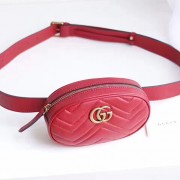 Gucci GG Marmont Matelasse Leather Belt Bag Red 476434 VS03091