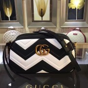 Gucci GG Marmont Matelasse Shoulder Bag Black and White Original Leather 447632 VS05967
