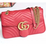 Gucci GG Marmont Matelasse Shoulder Bag Red 443496 VS00974