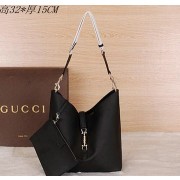 Gucci Jackie Grainy Leather Hobo Bag G3525 Black VS08613