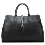 Gucci Jackie Soft Leather Top Handle Bag 362970 Black VS07358