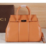 Gucci Lady Bamboo Leather Top Handle Bag 370826 Wheat VS02279