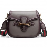 Gucci Lady Web Calfskin Leather Shoulder Bags 383848 Grey VS04263