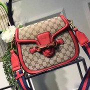Gucci Lady Web Original GG Canvas Shoulder Bag Red 383848 VS09521