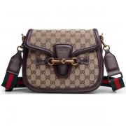 Gucci Lady Web Original GG Canvas Shoulder Bags 383848 Dark Brown VS08933