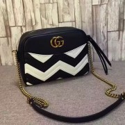 Gucci Matelasse Chevron Leather Shoulder Bag Black and White 443499 VS06020