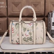 Gucci Medium Boston Bag Linen 247204 White VS04757