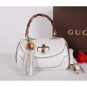 Gucci New Bamboo Medium Top Handle Bag 240242 White VS08578