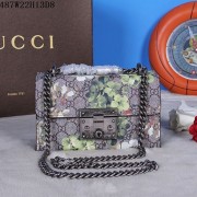 Gucci Padlock Blooms Shoulder Bag 409487 Black VS00106