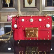 Gucci Padlock Studded Leather Shoulder Bag Red 432182 VS09064