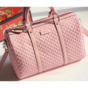Gucci Pink Gucci Signature Leather Boston Bag 449646 VS01059