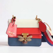 Gucci Queen Margaret Leather Shoulder Bag Red&White&Blue 476542 VS00119
