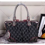 Gucci Rania Top Handle Shiny Original GG Canvas Bags 247902 Black VS08387