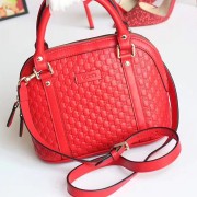 Gucci Signature Leather Top Handle Bag Red 449654 VS00235