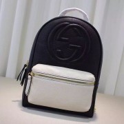 Gucci Soho Leather Chain Backpack Black and White 431570 VS09465