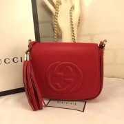 Gucci Soho Leather Chain Shoulder Bag Red 323190 VS03872