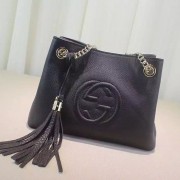 Gucci Soho Leather Chain Strap Shoulder Bag Black 387043 VS00561